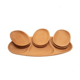 Set platou lemn  pentru servire 6+1 piese, oval
